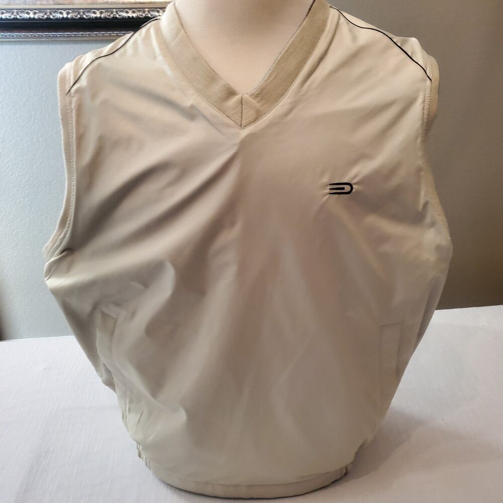 Dockers Golf Mens Size M Cream Beige Reversible V-Neck Vest (1 pocket issue)
